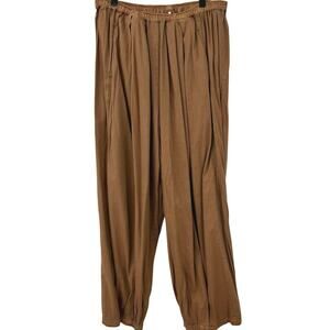Free People Pleated Barrel Pants Baggy Boho Beachy High Waist Women Brown Medium